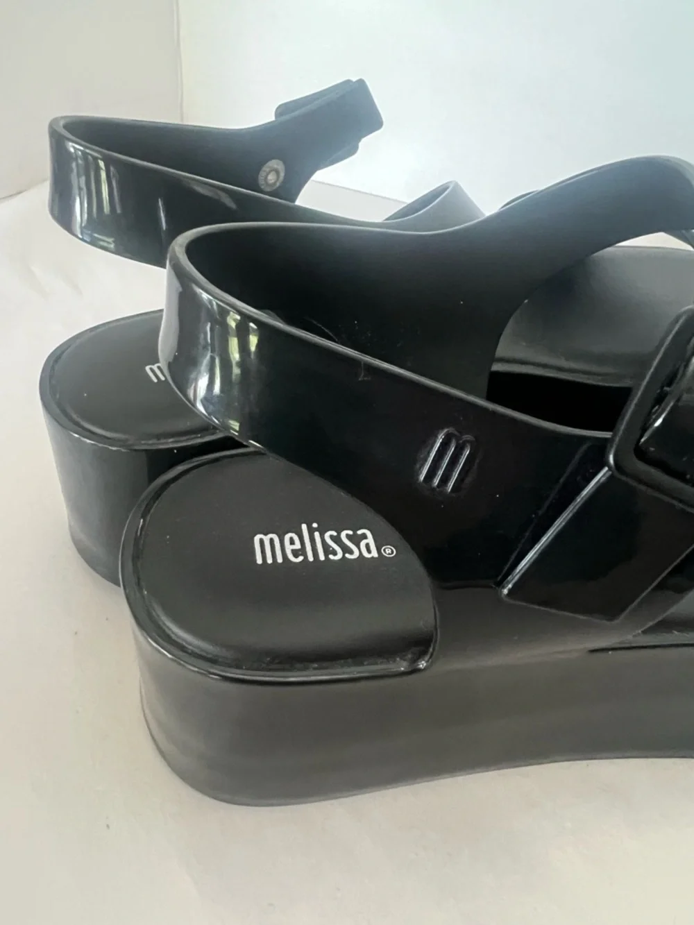 Melissa Mar Platform Sandals Black Jelly Chunky Size 9 - Picture 7 of 9